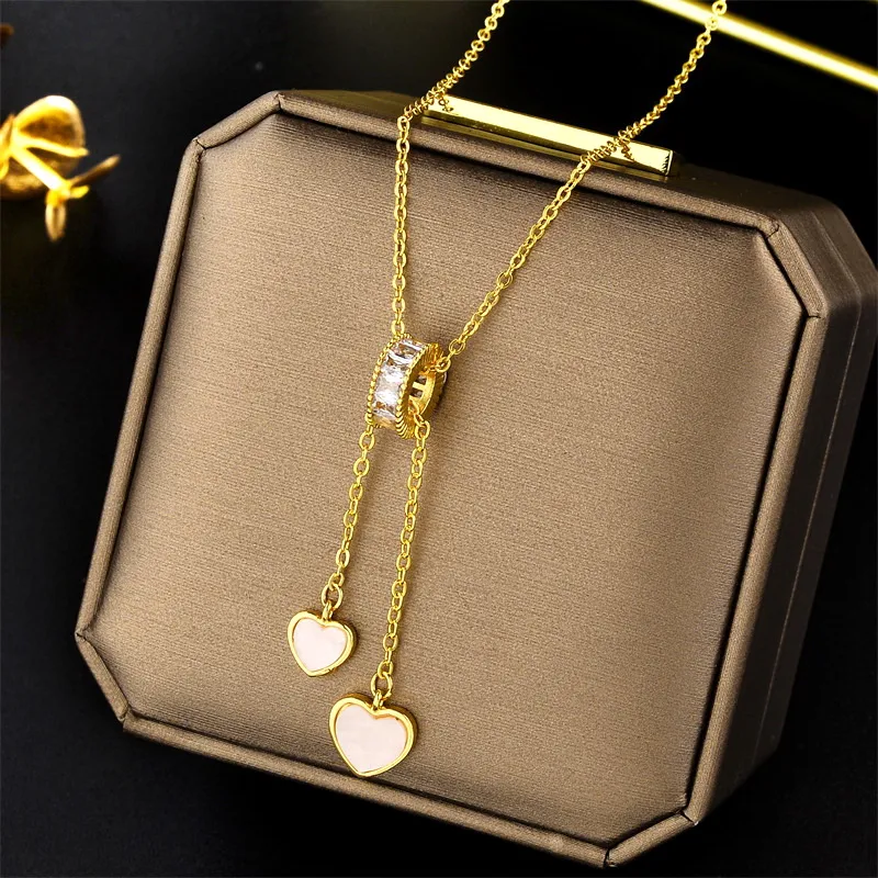 Classic Titanium steel Full diamonds Green crystal Pendant Necklaces 18K gold plated women Luck choker necklace Designer Jewelry T251f