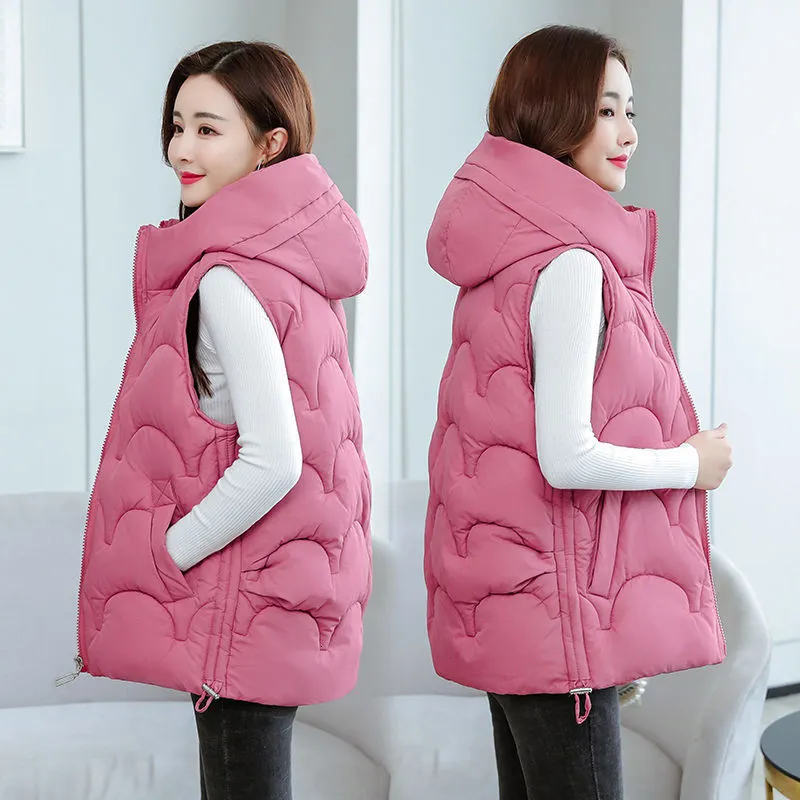Damesvesten herfst winter jas Vest Koreaans omlaag katoenen vest korte los mouwloze bovenkleding vrouwen parka's mujer Koreaanse roze topjas 221202