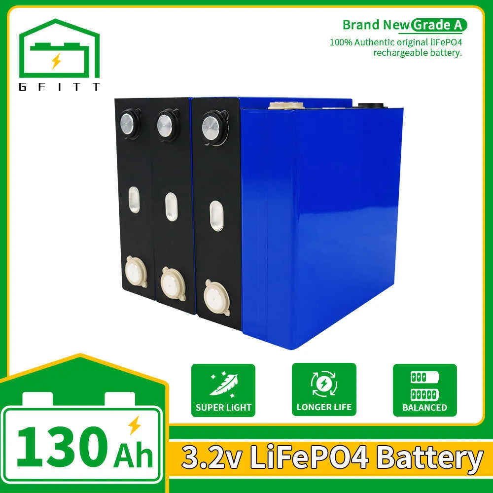 Nytt 4-32 st 3.2V LifePo4 130AH Batteri DIY Uppladdningsbart batteridaket för elektriska turneringsbilar RV Solar EU US Taxundantag