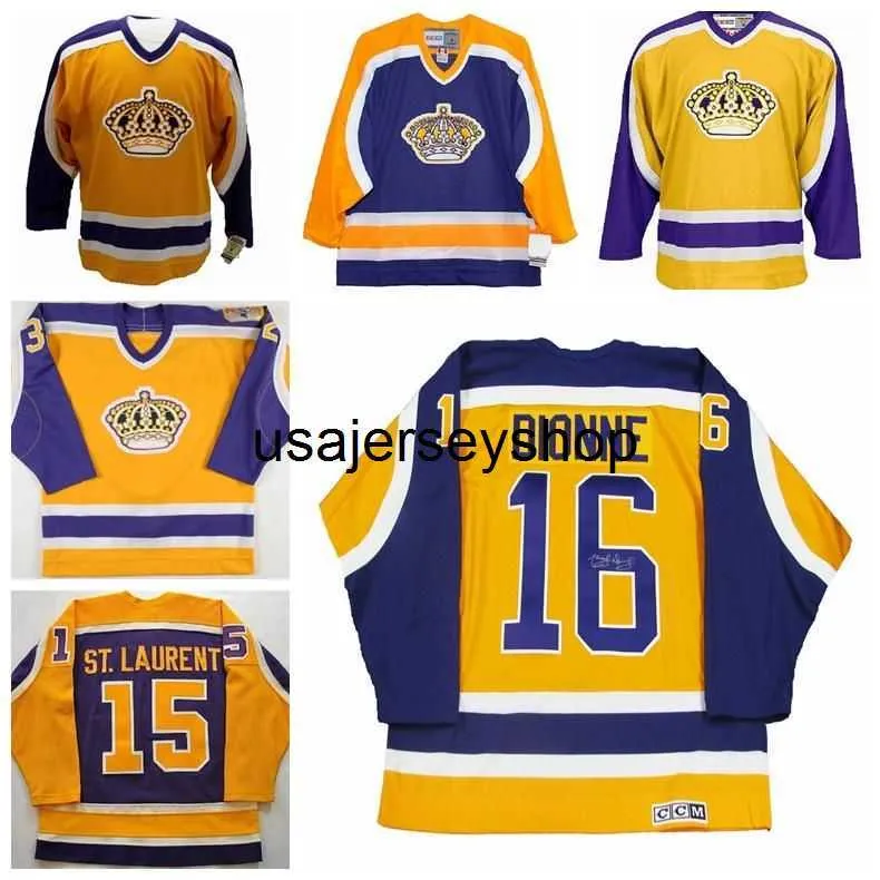 Jersey de hóquei Amarelo e roxo Versão vintage Jerseys 99 Gretzky 16 Dionne 19 Goring 20 Robitaille 30 Vachon CCM Ice Hocke