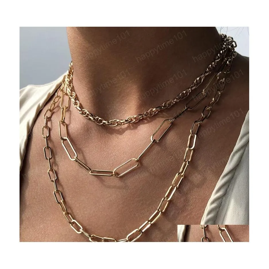 Pendant Necklaces Thick Chain Necklace For Women Mtilayer Vintage Choker Collar Fashion Jewelry Wholesale Drop Delivery Necklaces Pen Dhjyz