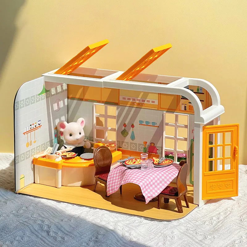 Keukens spelen voedsel koala keuken diy scene miniatuur meubels 112 zonneschijn villa model bunny kookspeelgoed huis voor poppenhuis meisje verjaardag cadeau 221202