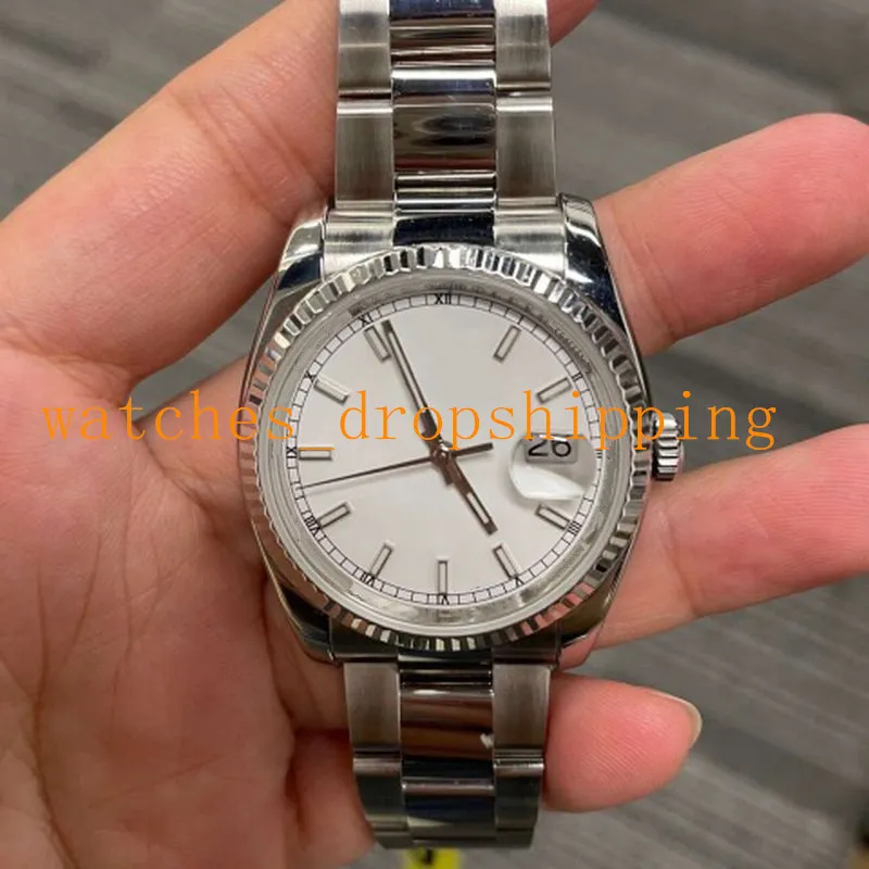 NF-High Quality V5 Men's Watch 36mm Automatic Mechanical Sapphire Glass White Dial Luminous 904l Oyster Stainless Steel Eta.2813 Movement Fashion Wristwatches Gift