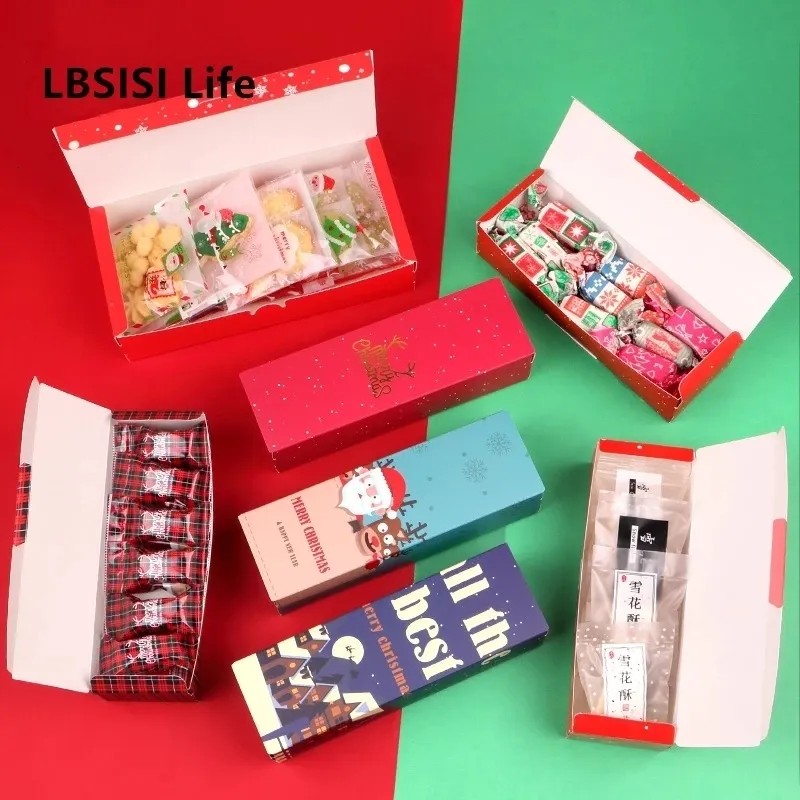 Prezent LBSISI Life 20pcs Candy Box Wesołych świątecznych papieru Nougat Es Cookie Biscuit Flip 221202