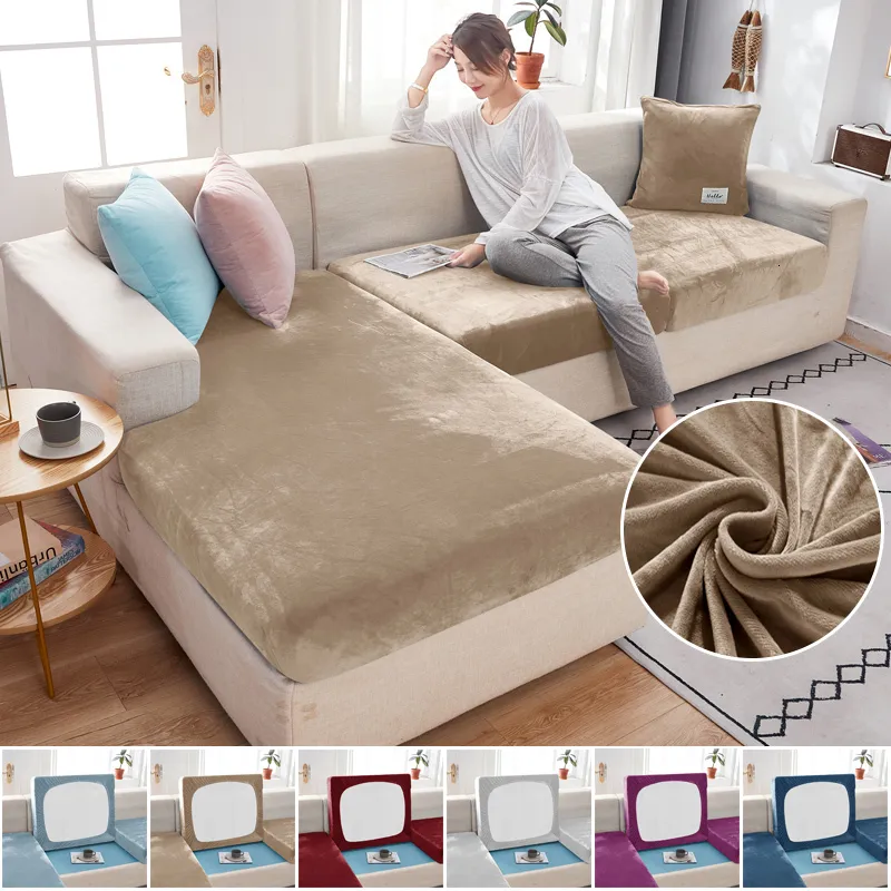 Stol täcker elastisk sammet soffa säte kudde för vardagsrum chaise longue lyx hörn l form möbler slipcovers 221202