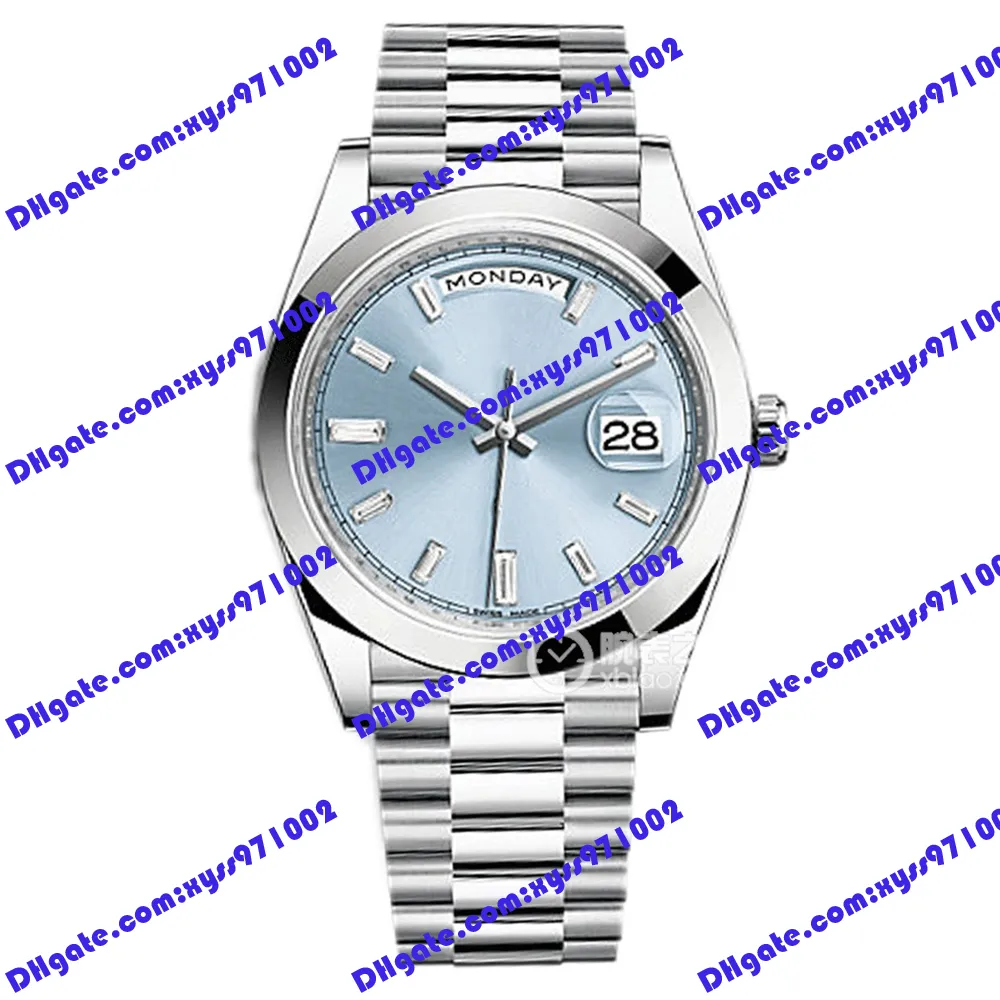 Wysokiej jakości męski zegarek 2813 Automatyczne maszyny 228206 na rękę 40 mm Ice Blue Dial Rectangle Diamond 228236 Watch Silver Stals Stal zegarek ze stali nierdzewnej