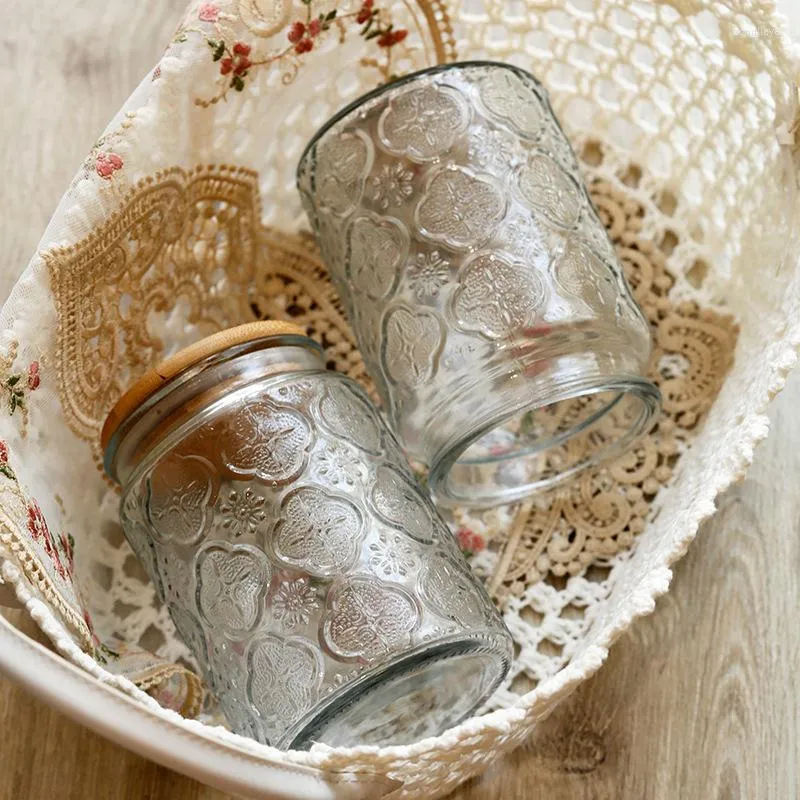 Бутылки для хранения пастырский стиль пищевой танк резные стеклянные запечатанные бамбуковые деревянные крышка чай
