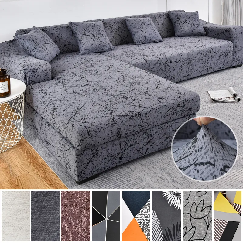 Krzesło obejmują elastyczną sofę do salonu geometryczna kanapa Zwierzęta narożne w kształcie litery l longue slipcover 1pc 221202