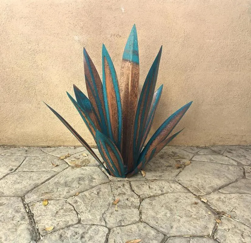 Decorazioni da giardino Tequila artificiale fai-da-te Statua rustica Jardin Pianta di agave Patio Cortile Scultura in metallo Forniture per decorazioni