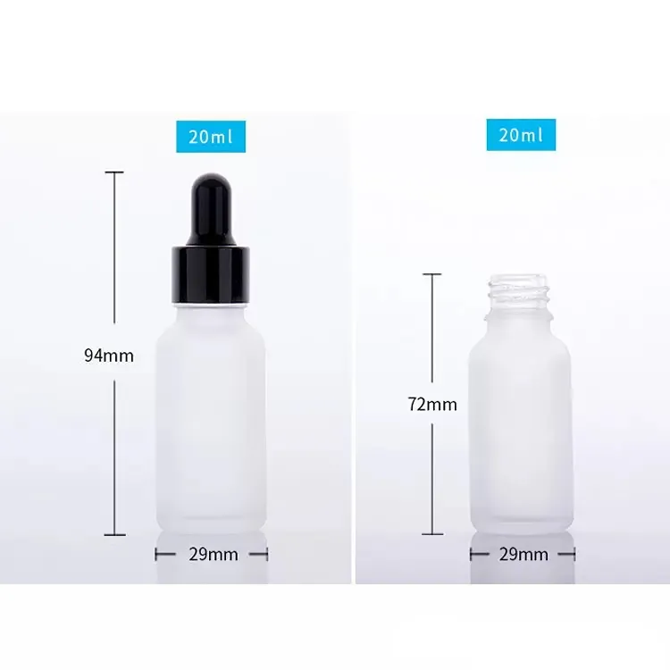 15ml clear frost glass dropper bottle cosmetic 20ml  oil bottles with gold silver black cap