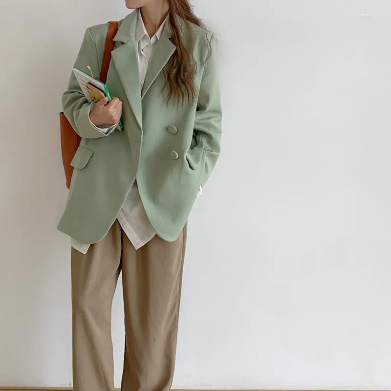 Kvinnors kostymer Casual Loose Blazer Jacket Office Lady Sas Sashes Women Elegant Spring Korean Button Up Famale High Quality