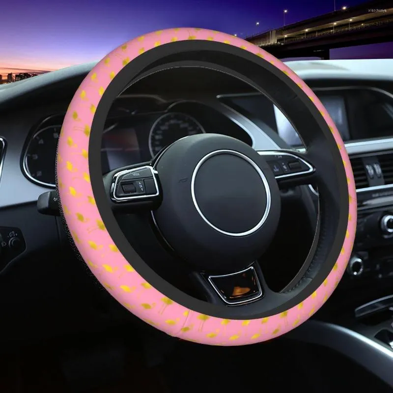 Universal Flamingos Pattern Aesthetic Steering Wheel Covers For