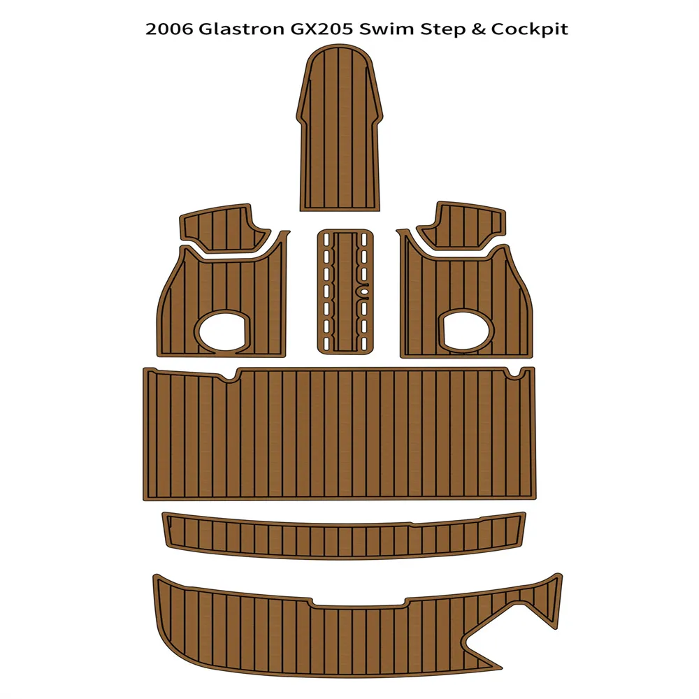 2006 Glastron GX205 수영 플랫폼 조종석 패드 보트 EVA 폼 티크 데크 바닥 매트