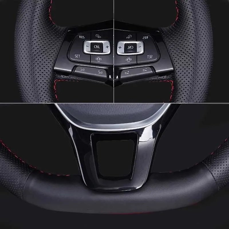 Funda de volante de coche cosida a mano, antideslizante, trenza de cuero  Artificial negro para Volkswagen Golf 7 Mk7, nuevo Polo Passat B8 -  AliExpress