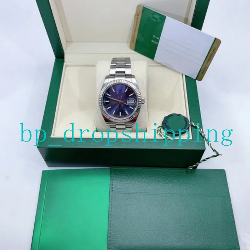Super factory Watches 41mm Stainless Steel Calendar Magnifier Blue Dial Mechanical Automatic Bracelet Sapphire Luminous Wristwatches