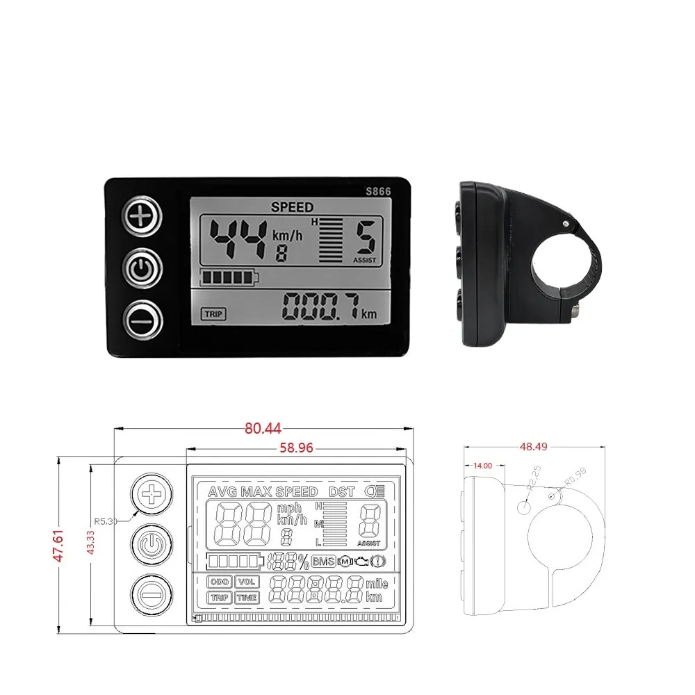 Écran De Contrôle LCD S866 Pour Vélo électrique, Compatible 24V 36V 48V, Panneau De Commande Multifonction D8L6