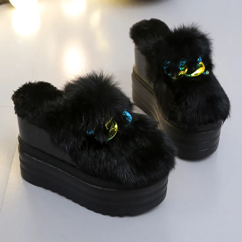 Slipper S Slippersplatform Boots Wedge Sneakers Chunky Shoe Winter Fur Plush Za Ins Fashion ökade 221203