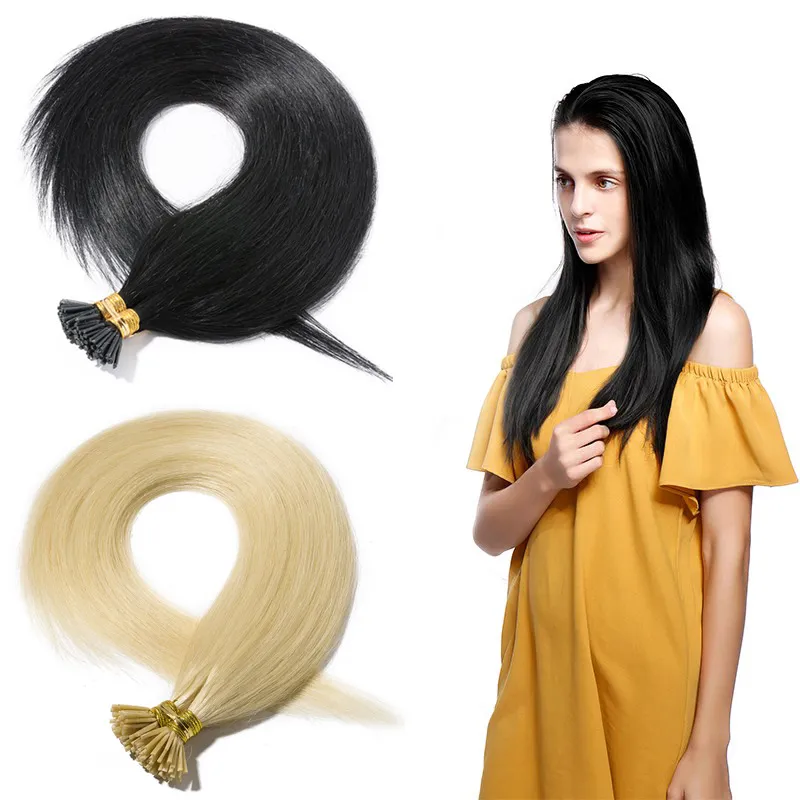 strong glue i tip human hair natural color 1b 14 16 18 20 22 24 inch malaysian straight keratin hair extensions 0 9g s180g one lot