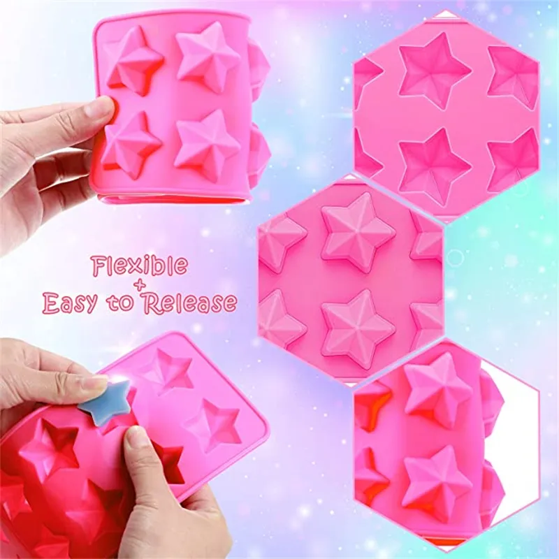 Five-Pointed Star Shaped Silicone Mold Handmade Non-Stick Chocolate Fondant Cake Decoration Ice Cube Sugarcraft Baking MJ1219