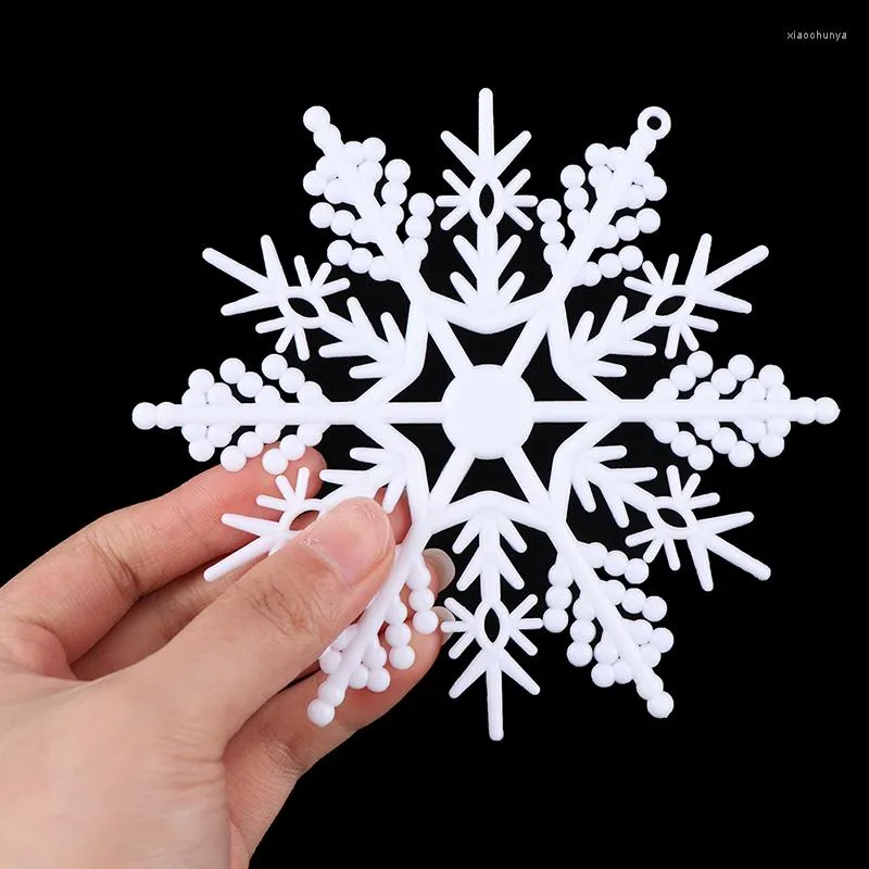 Décorations de Noël 12 pétales en plastique blanc flocon de neige flocons arbre décoration pendentif noël suspendu ornement