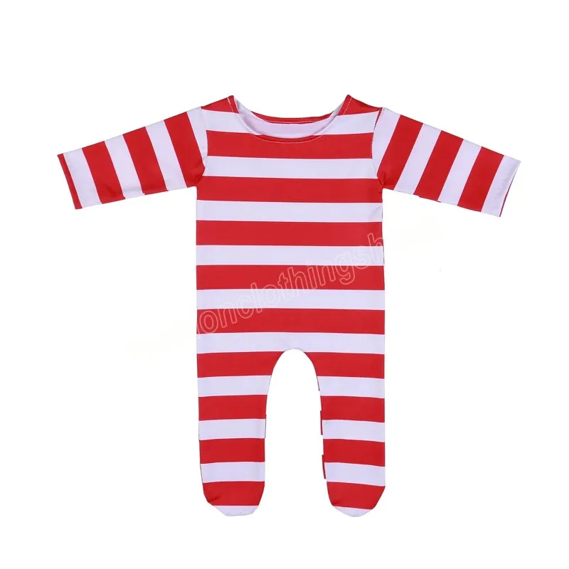 Pasgeboren beer Bonnet Pyjama Set Red White Stripe pasgeboren fotografie Kostuum Prop Footie Romper met hoed