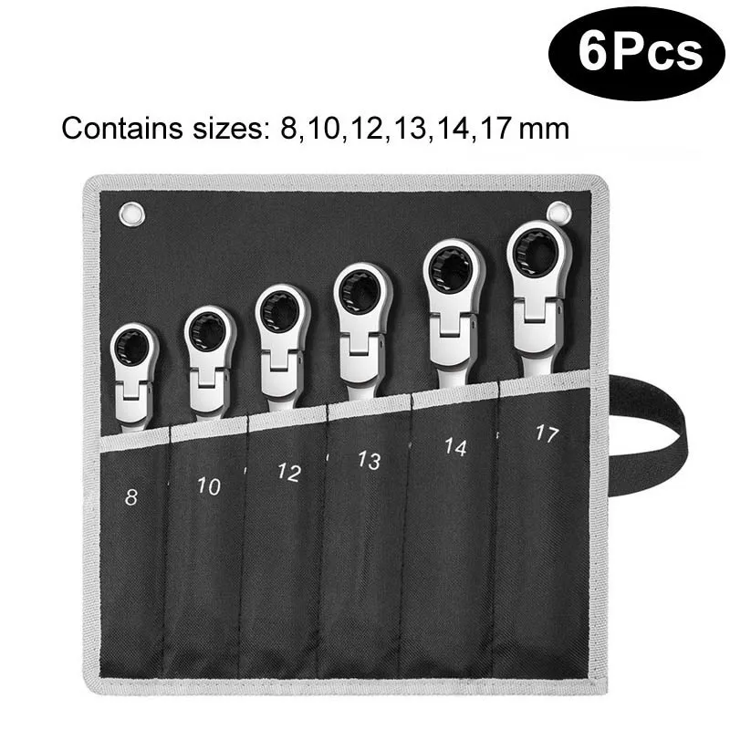 Jeu De 12 Clés à Cliquet 8-19 Mm QWORK - Tête Réglable 180°, 72 Dents, Acier Chrome Vanadium, Avec Pochette De Rangement - 9