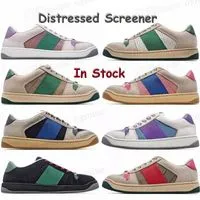 Boots Designer Dirty Casual Shoes Screener Canvas Sneakers Women Luxury Classic Blue Red Stripe Rubber g Leather Distressed Shoe Low Top Men