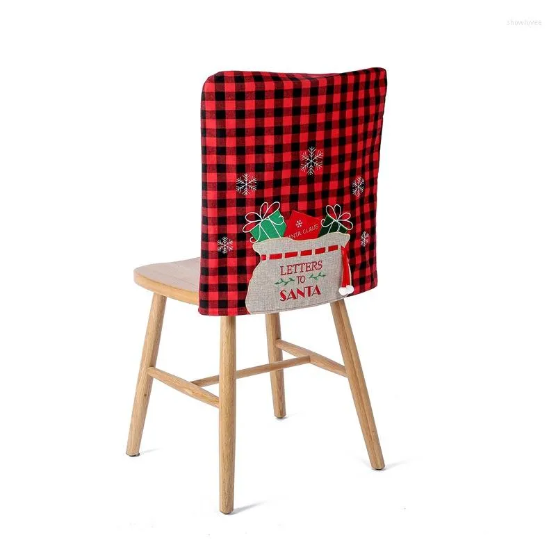 의자 표지 격자 무늬 뒷 덮개 두꺼운 크리스마스 봉투 모양 식당 좌석 홈 테이블 장식