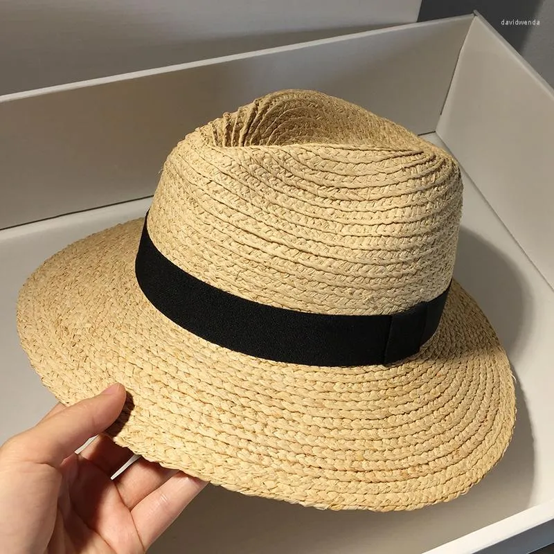 Wide Brim Hats Large Raffia Summer Hat Women Jazz Straw Vacation Beach Cap Ladies Panama Protection UV Sun Wholesale Drop