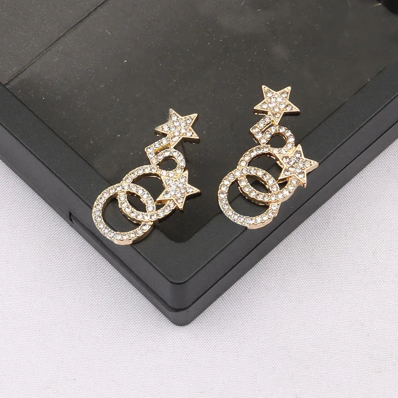 Mode boucles d'oreilles femme luxe designer diamant boucle d'oreille Chic double lettres bijoux femmes 18k plaqué Cristal Strass Perles Saint Valentin Cadeaux De Mariage