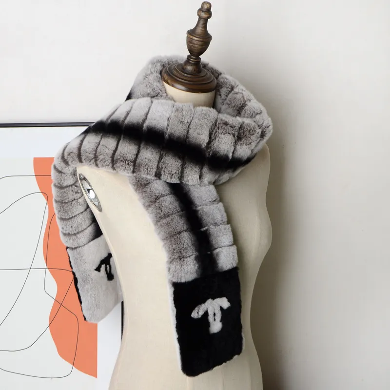 New Fasion Women`s Designer Scarves Scarf Rex Rabbit Fur Warm Double-sided Scarf