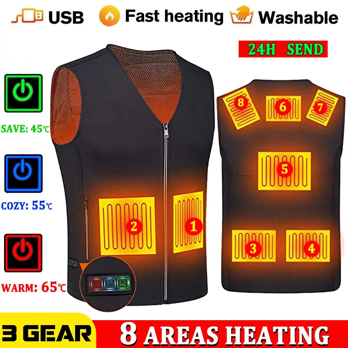 Gilets pour hommes hiver chaud hommes veste intelligent gilet chauffant USB trekking électrique chauffage corps coussin chauffant chasse gilet chauffant 221202