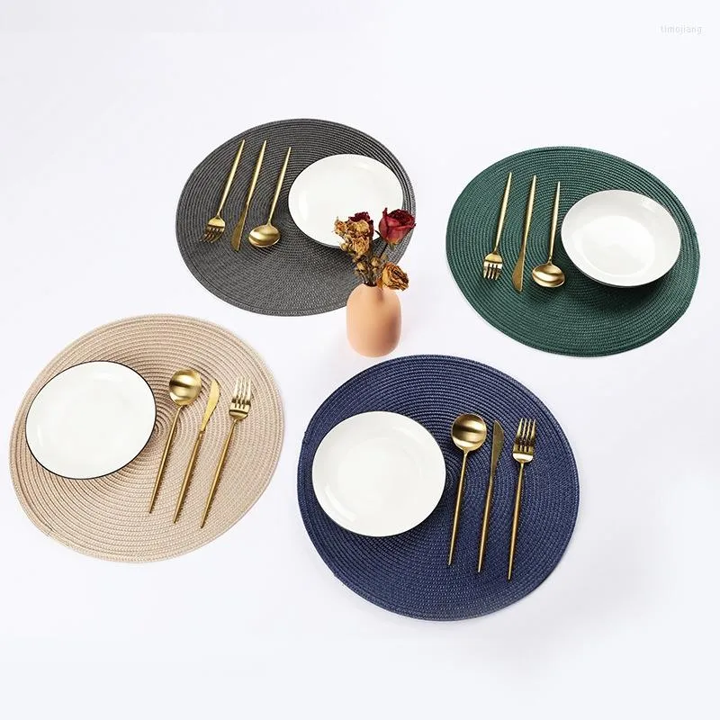 Tapetes de mesa Inyahome Round Placemats para conjunto de jantar de 6 tecidos de cozinha não deslizante resistente ao calor interno e externo