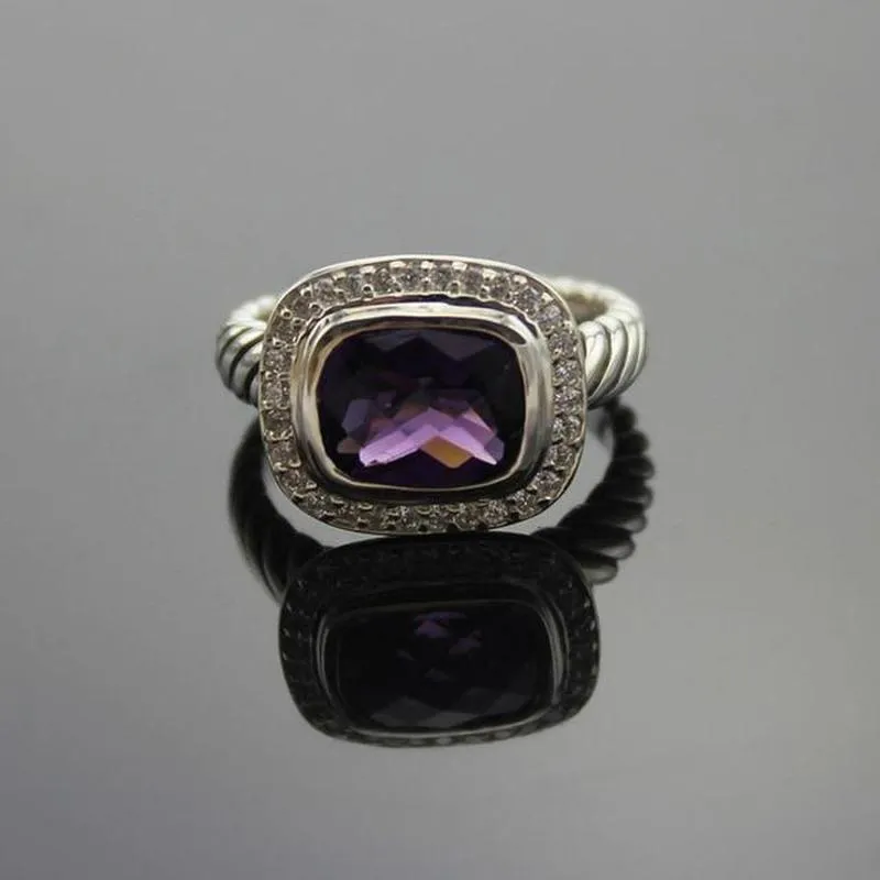 Solid Sterling Silver Jewelry 10x8mm Noblese Ring 925 Med Aqua Chalcedon Amethyst Black Onyx Blue Topaz Women Ring