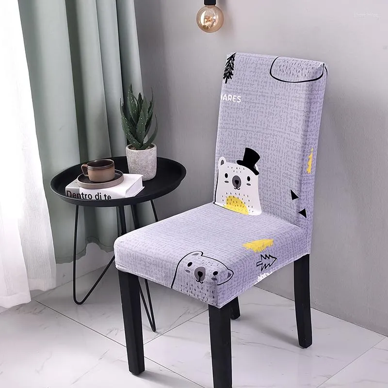 Chair Covers Cartoon Pattern Dining Kitchen Room Decor Slipcover Elastic Wedding Cover Folding El Case Seat