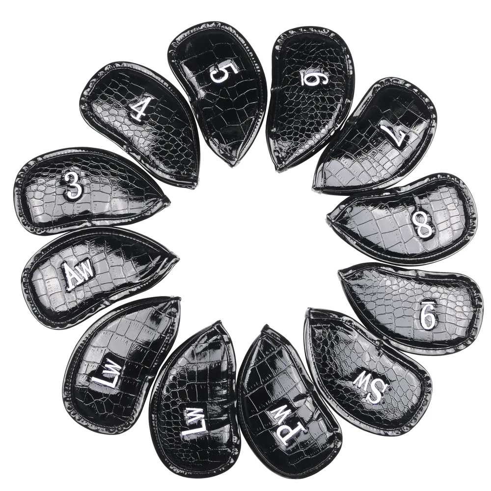 Other Golf Products 12PcsSet PU Leather Iron Head Covers Club Headcover Waterproof For Set 3-SW Universal Headcovers 221203