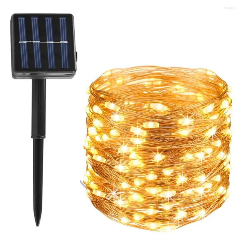 Cordes 10M 100 LED Extérieur Solaire Jardin Lumières Étanche Fil De Cuivre Guirlande Fée Pour Festival Fête De Noël Décoration