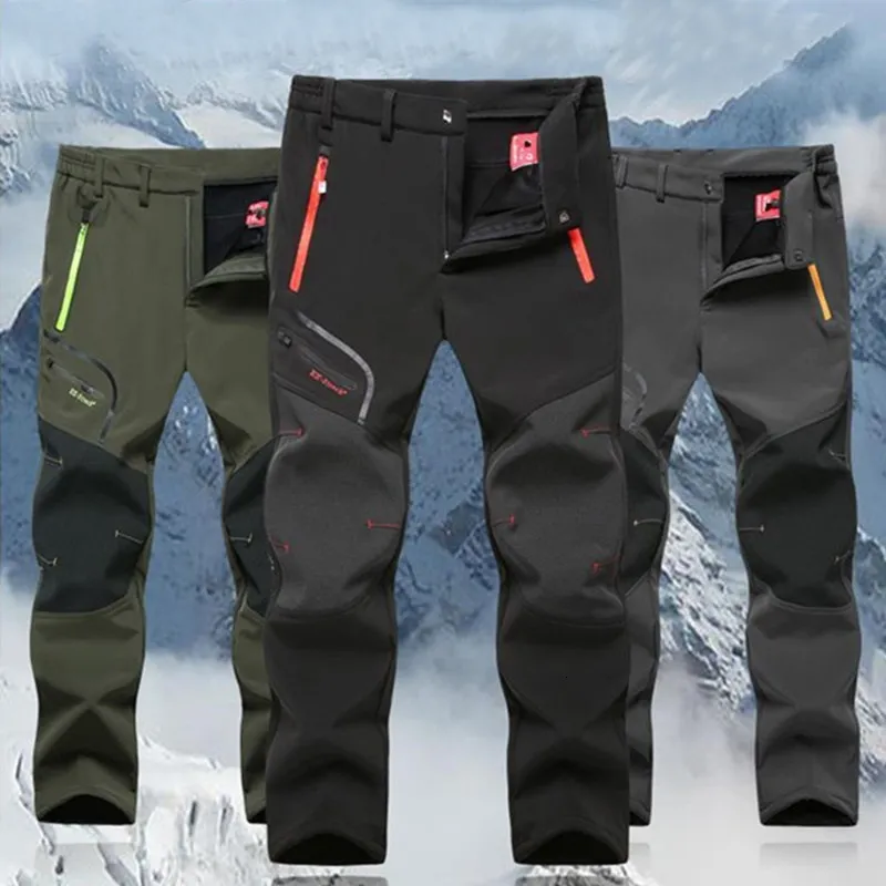 Buiten broek mannen Plus maat winter softshell fleece trekking vissen camping klim wandelen waterdichte ski warme reisbroek 221203