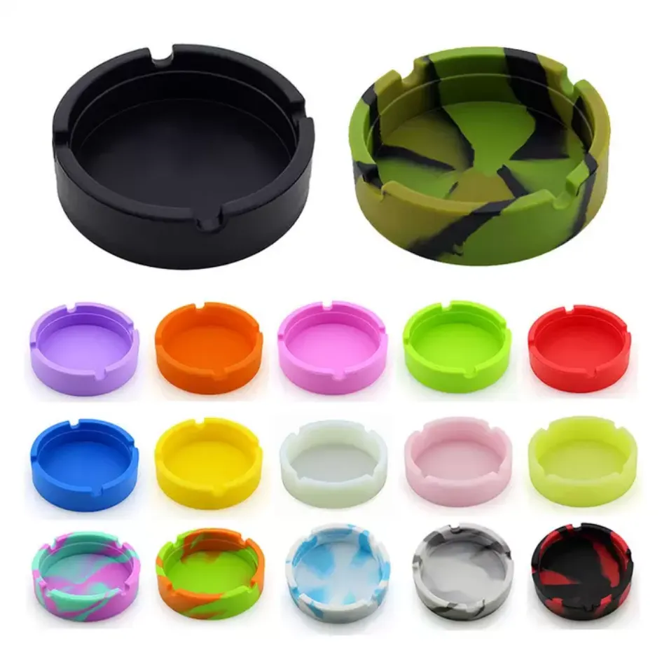 Silicone world Portable Silicone Round Ashtray Durable Soft Eco-friendly Ashtray High Temperature ResistanceAnti-fallAnti-slip FY3796 AU25