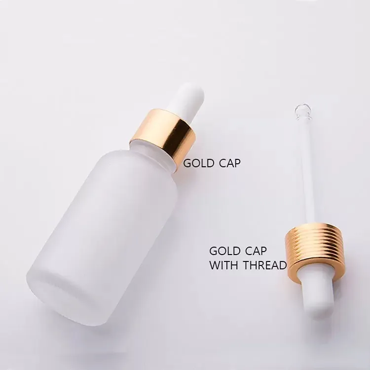 15ml clear frost glass dropper bottle cosmetic 20ml  oil bottles with gold silver black cap