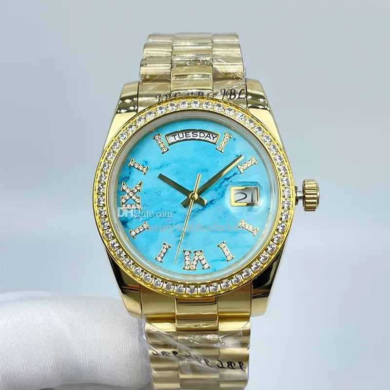 Orologi da uomo meccanico da 36 mm movimenti automatici Diamond orologio in acciaio cinguettio orologi da polso da polso a doppio calendario vita impermeabile