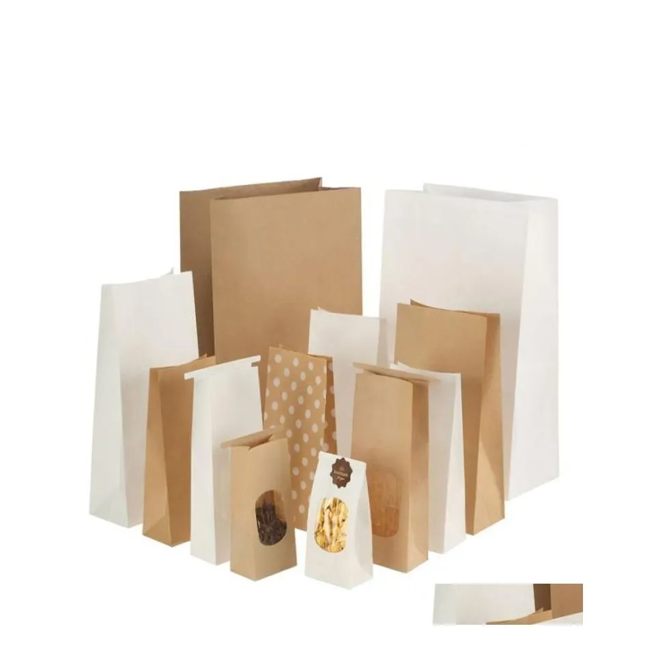 Packing Bags 2000 Pieces Of Japanese Kraft Paper Oilproof Food Bag Square Bottom Disposable Takeout Storage Packing Bags Bread Size Dhqhe