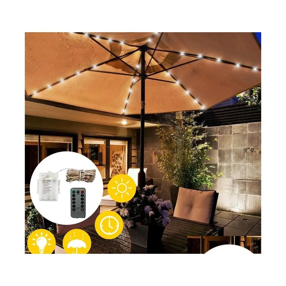 LEDストリングLED Garden Umbrella Light Outdoor Waterof IP65 String Lights 8モードランタンポールウェディングクリスマス装飾ランプドロップOTT8X