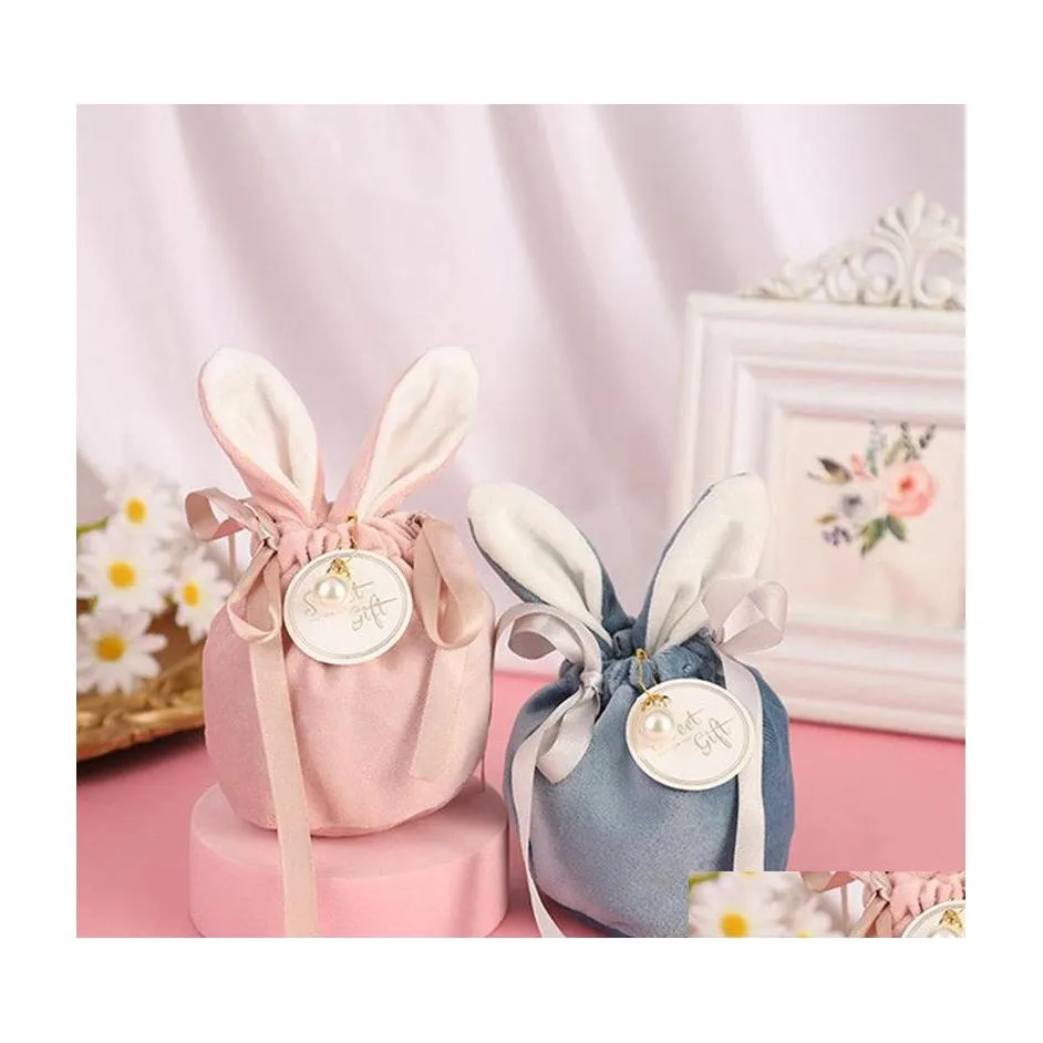 Sacs d'emballage Sacs d'emballage de Cadeau de Lapin Mignon de Pâques Veet Saint Valentin Lapin Bonbons au Chocolat Mariage fête d'anniversaire Organisateur de Bijoux Dh2Mm