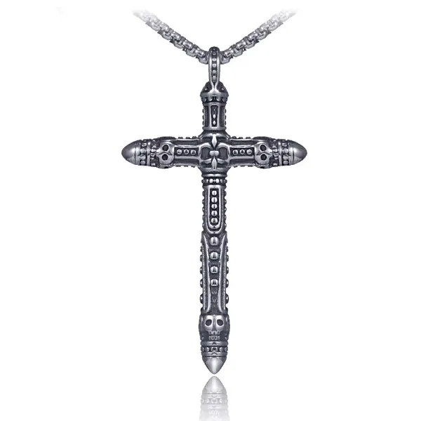 Collier pendentif croix crâne ancien celtique, en acier inoxydable, pour femmes et hommes, Hip Hop, bijoux fins à la mode