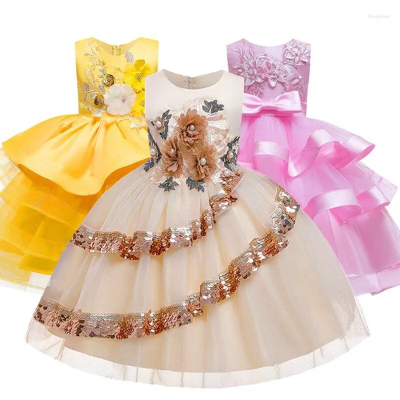 Girl Dresses Flower Dress For Girls Tutu Kids Clothing Elegent Hand Organza Children Princess Party Custumes 2-10 Year