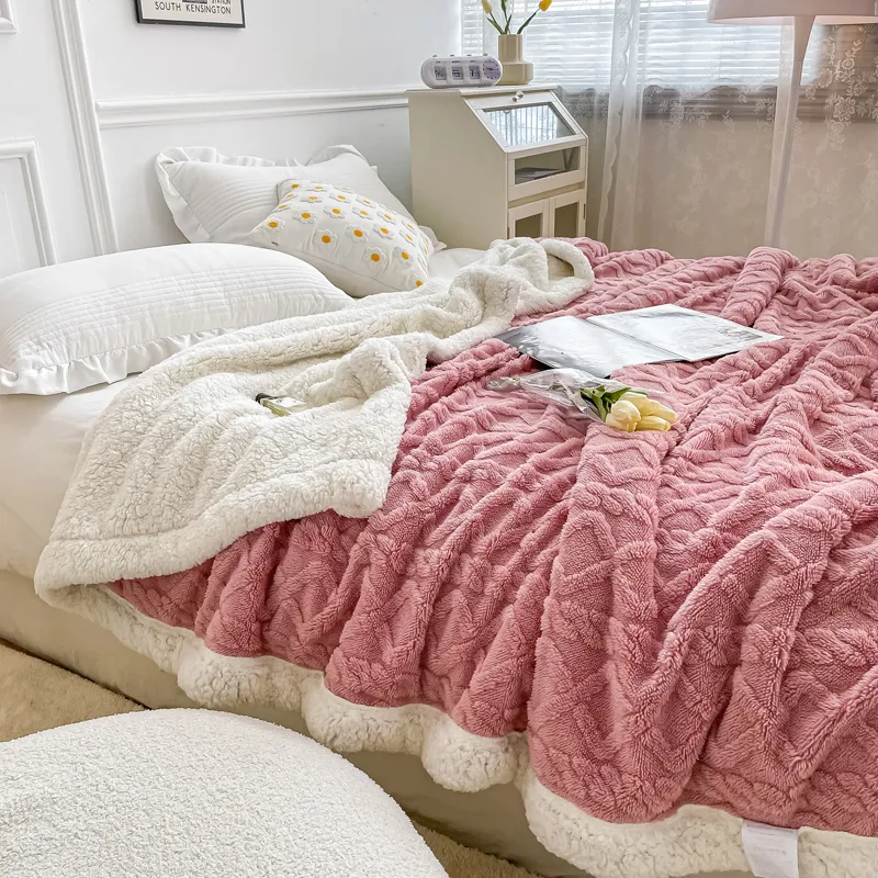 Одеяла теплый толстый клетка мягкий зимний кровать плюшевый пушистый листовый диван бросок распределил Office El Home Decor 221203