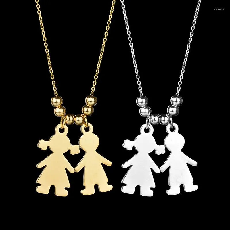 Cadenas personalizadas collar de acero inoxidable nombre grabado bola niño y niña oro o plata regalo para amante joyería fiesta