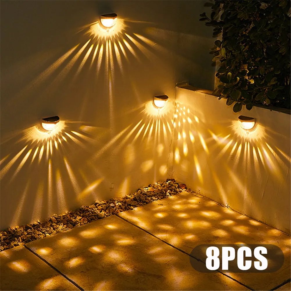 Garden Decorations 4st LED Solar Light Outdoor Decoration Deck Wall Sconce Fence Lamp Driveway Ing 221202