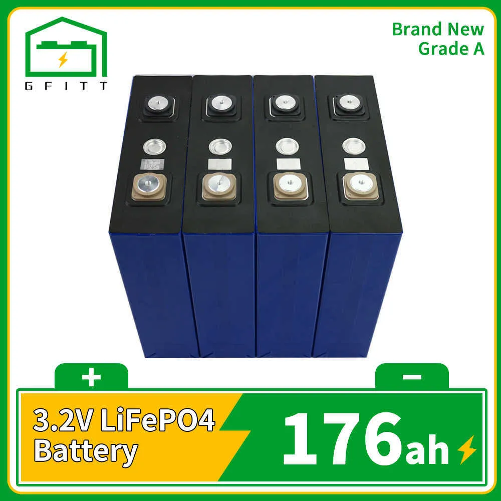 3.2V Lifepo4 Pil 176AH Sınıf A Yüksek Kapasiteli DIY Güneş Pili 12V 24V 48V RV AB için Şarj Edilebilir Batri Paketi ABD Vergi Muafiyeti